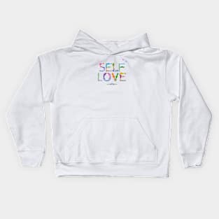 SELF LOVE - tropical word art Kids Hoodie